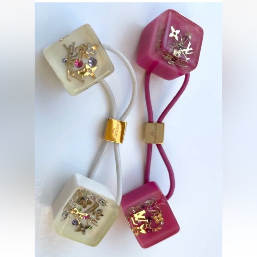 Louis Vuitton Inclusion Cube Hair Tie Pink or Red